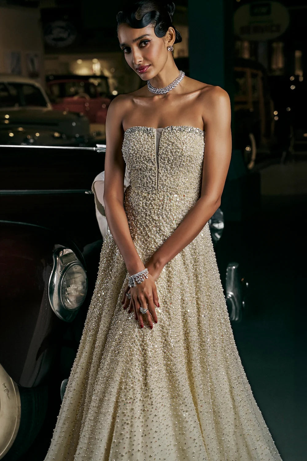 Seema Gujral - Ivory Pearl Gown
