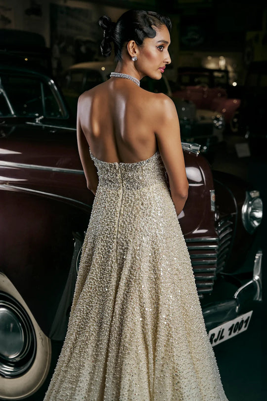 Seema Gujral - Ivory Pearl Gown