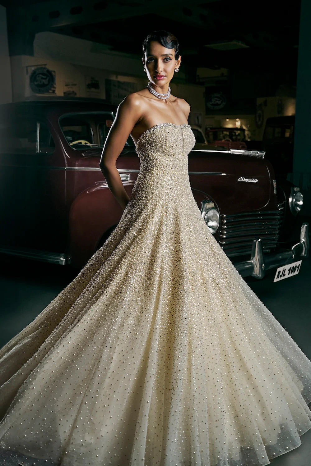 Seema Gujral - Ivory Pearl Gown