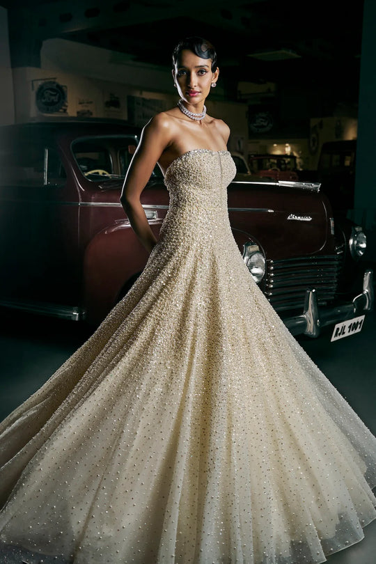 Seema Gujral - Ivory Pearl Gown