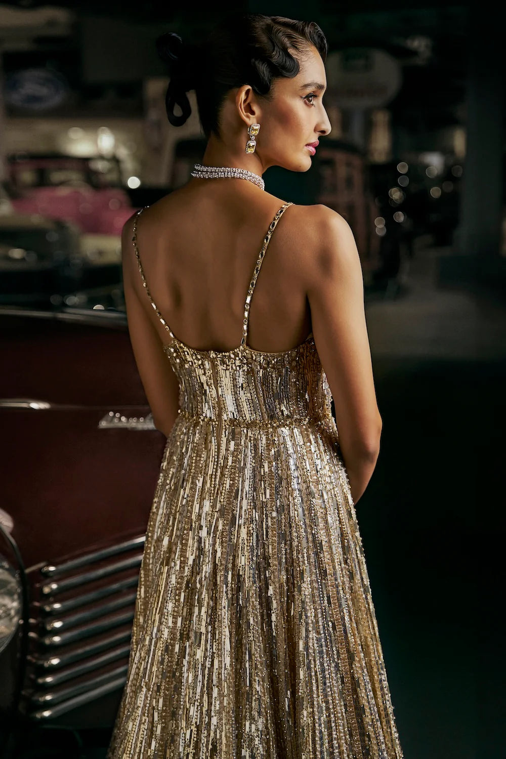 Seema Gujral - Silver Gold Crystal Gown