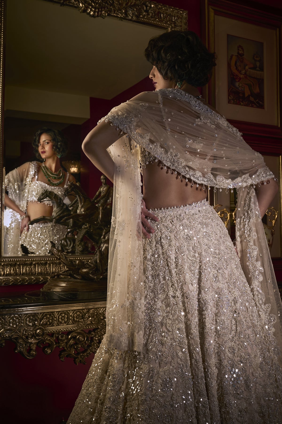Seema Gujral - White Sequin Lehenga Set
