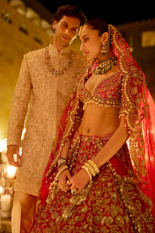 Seema Gujral - Pink Zardosi Sherwani Set