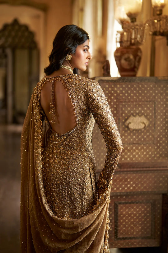 Seema Gujral - Antique Gold Sequin Sharara Set