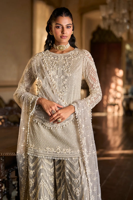 Seema Gujral - Grey Thread Work Sharara Set
