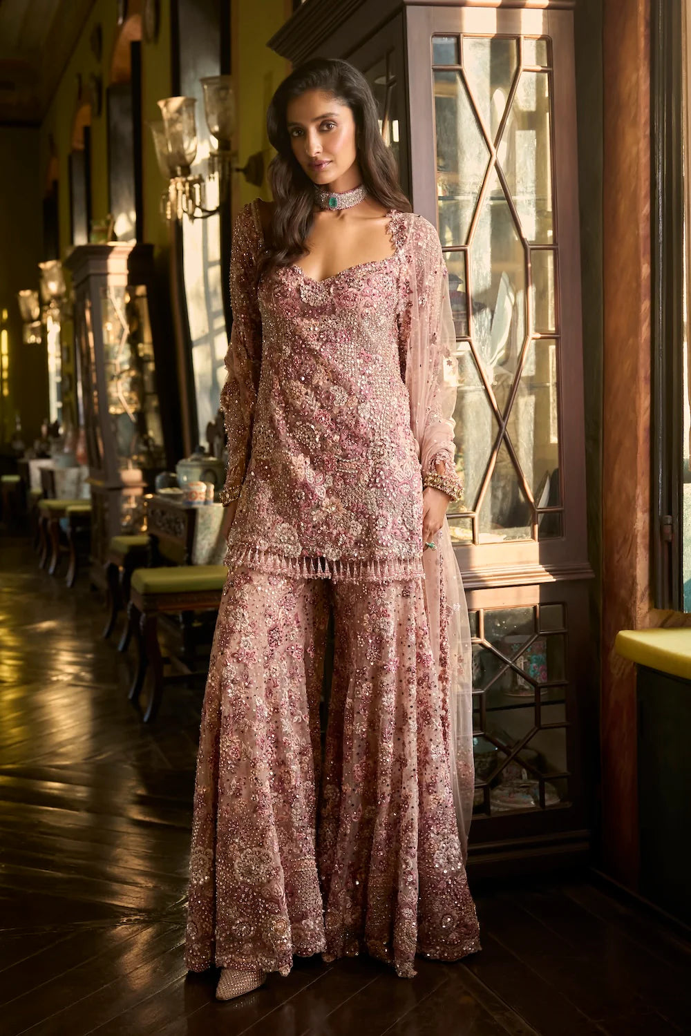 Seema Gujral - Dusty Rose Sharara Set