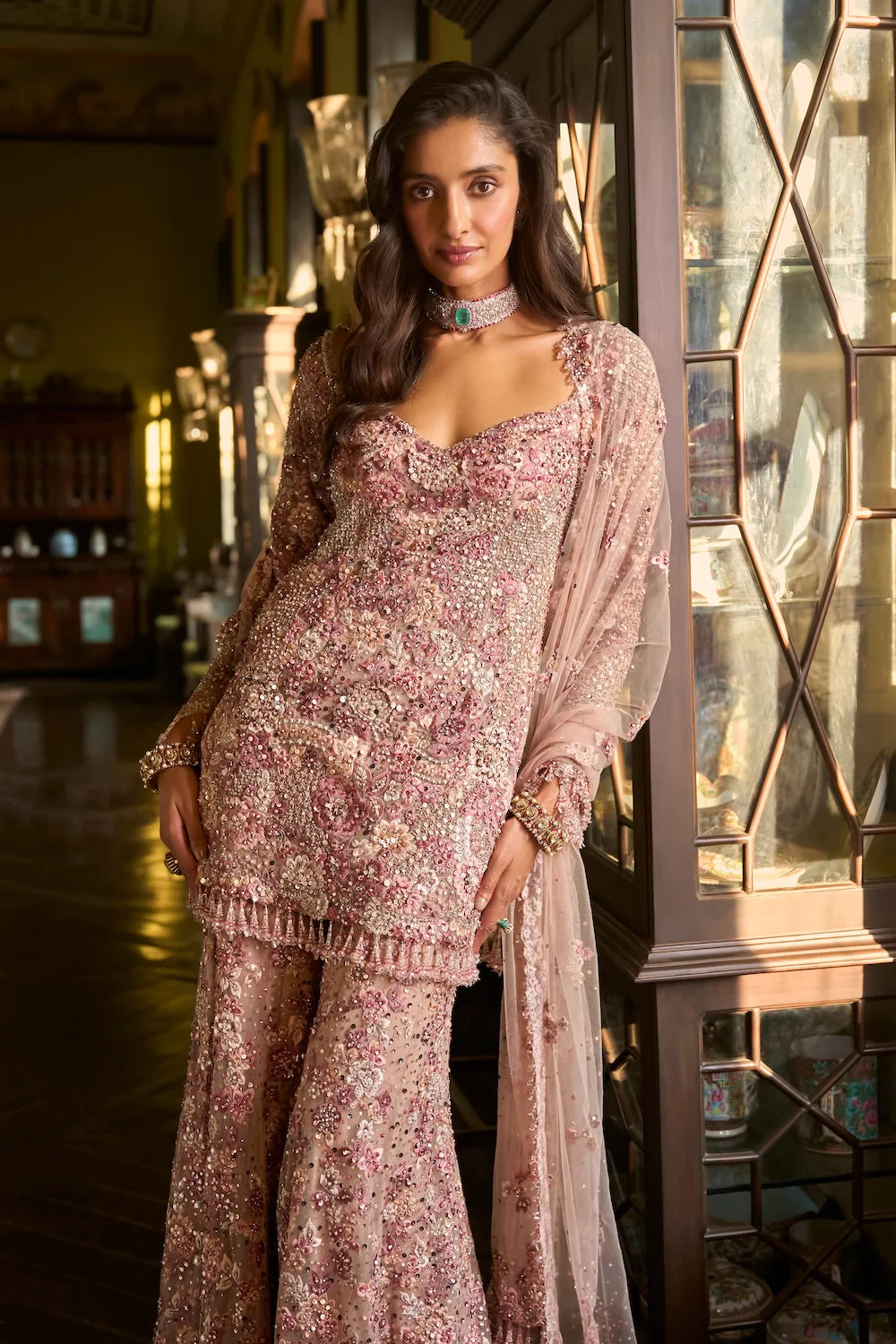 Seema Gujral - Dusty Rose Sharara Set