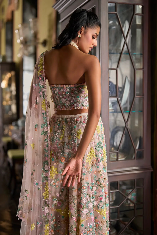 Seema Gujral - Multi-Coloured Corset Sharara Set