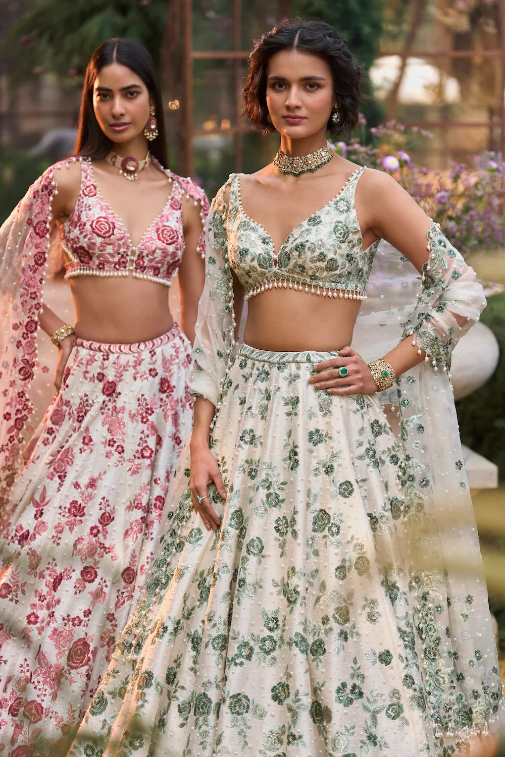 Seema Gujral - Emerald Floral Lehenga Set