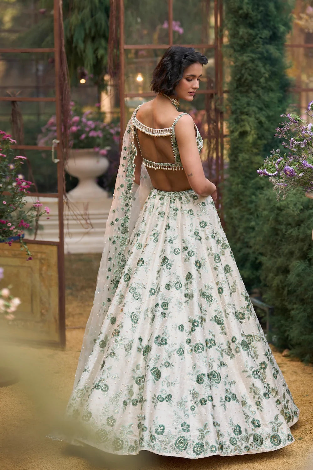Seema Gujral - Emerald Floral Lehenga Set