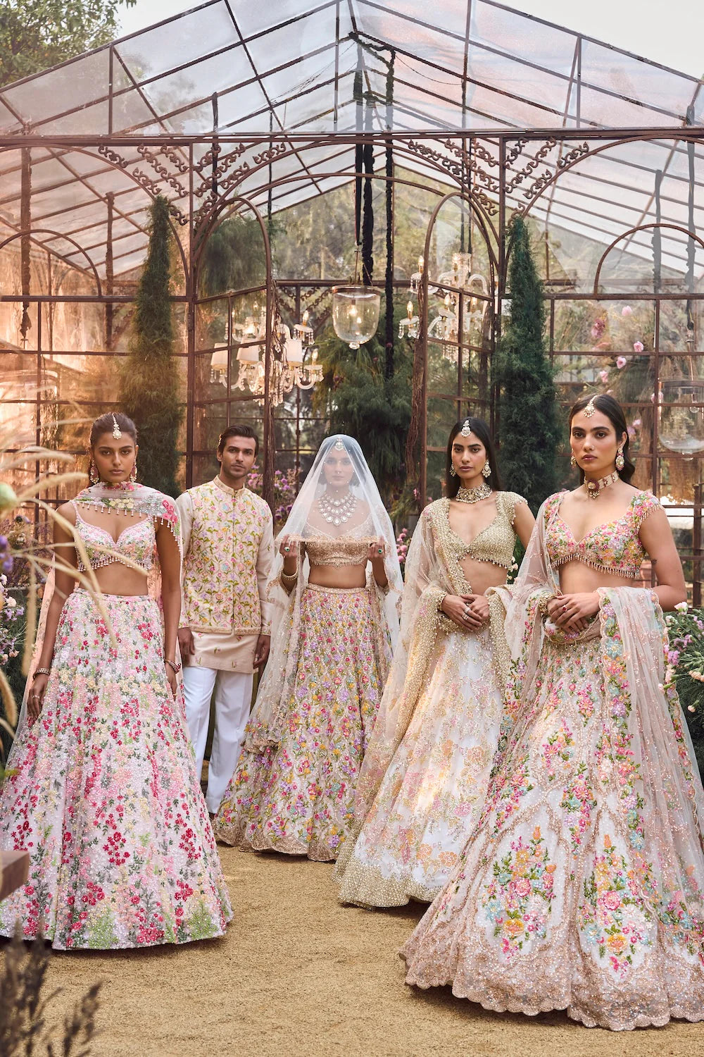 Seema Gujral - Cream Gold Floral Lehenga Set
