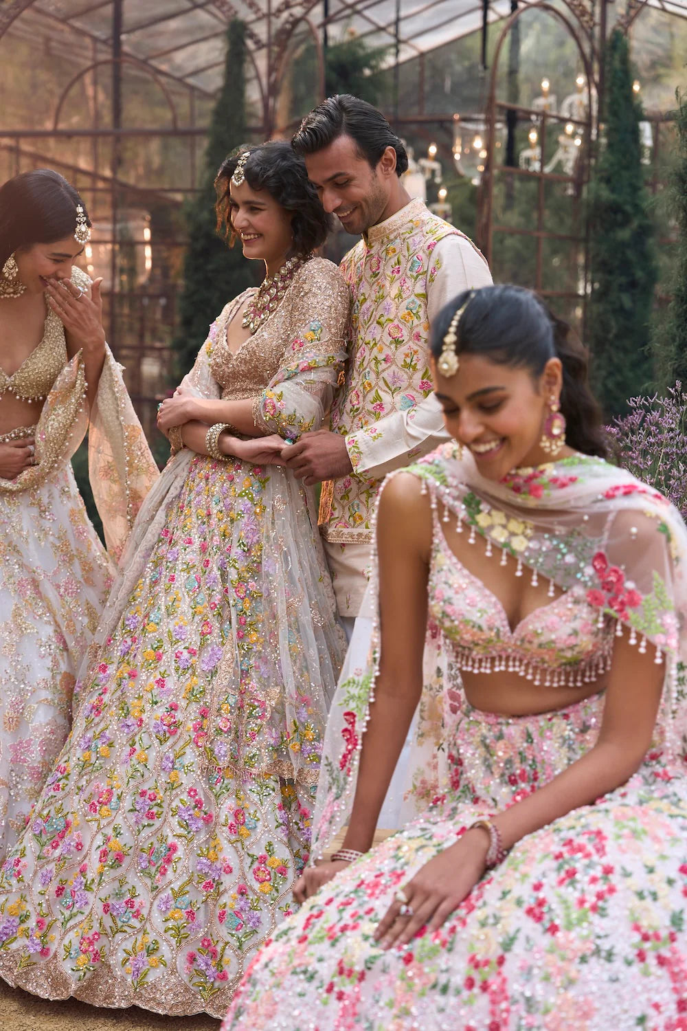 Seema Gujral - Multi-Coloured Floral Lehenga Set