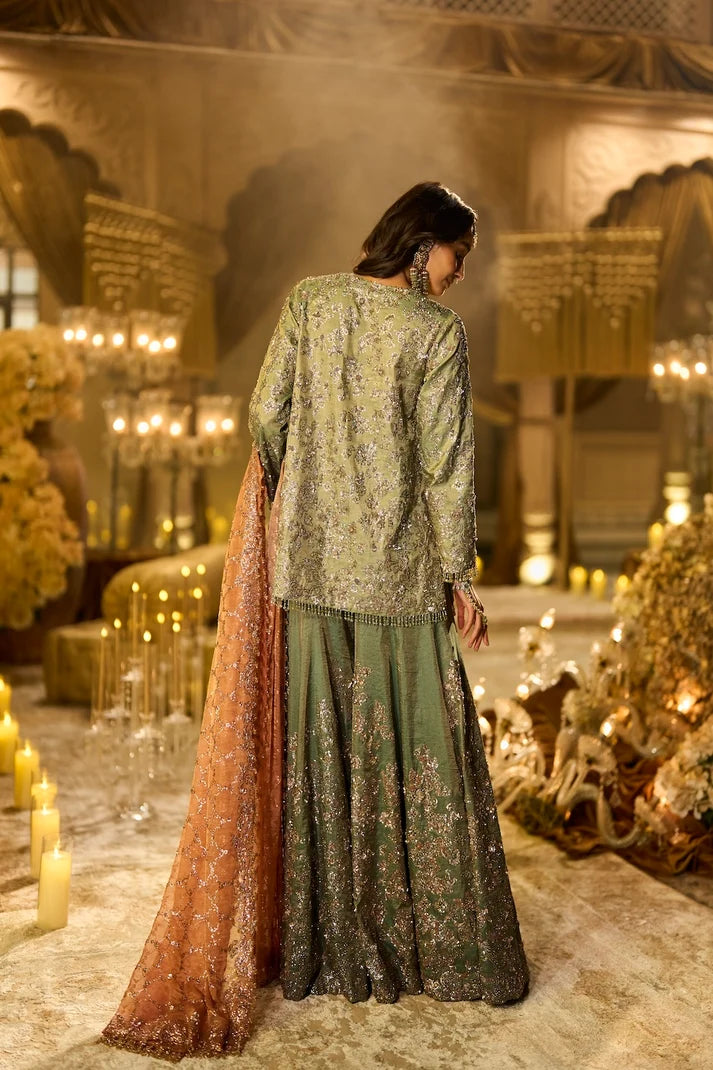 Seema Gujral - Sea Foam Green Tissue Sharara Set