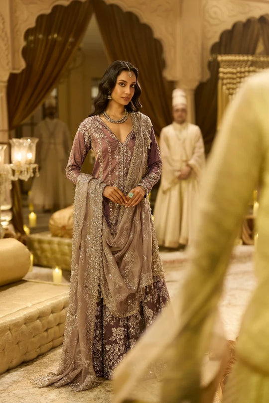 Seema Gujral - Dusty Rose Tissue Sharara Set