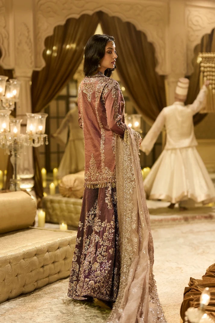 Seema Gujral - Dusty Rose Tissue Sharara Set