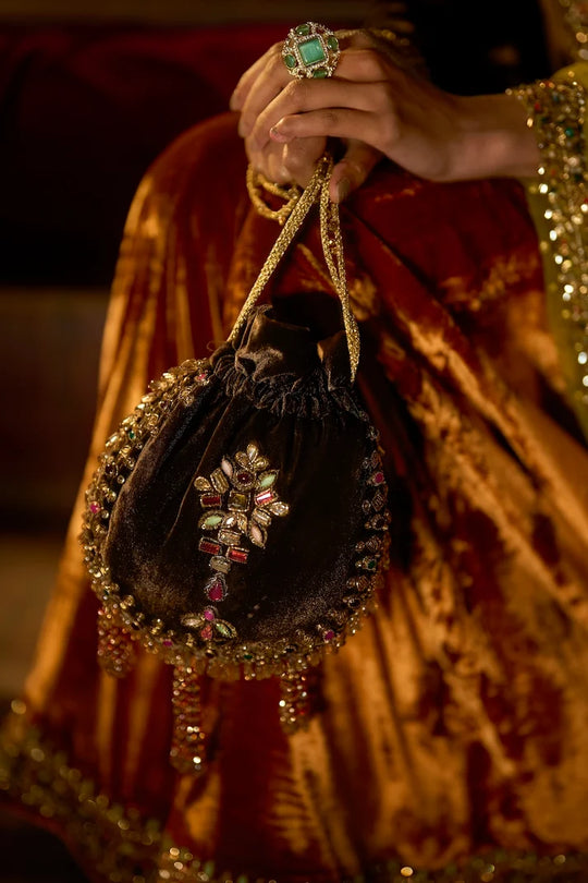 Seema Gujral - Chocolate brown Velvet Jacket Sharara Set