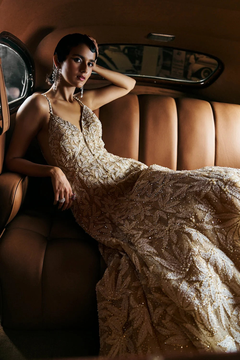 Seema Gujral - Nude Leaf Gown