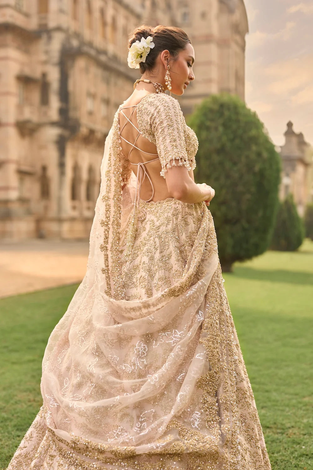 Seema Gujral - Powder Peach Lehenga Set