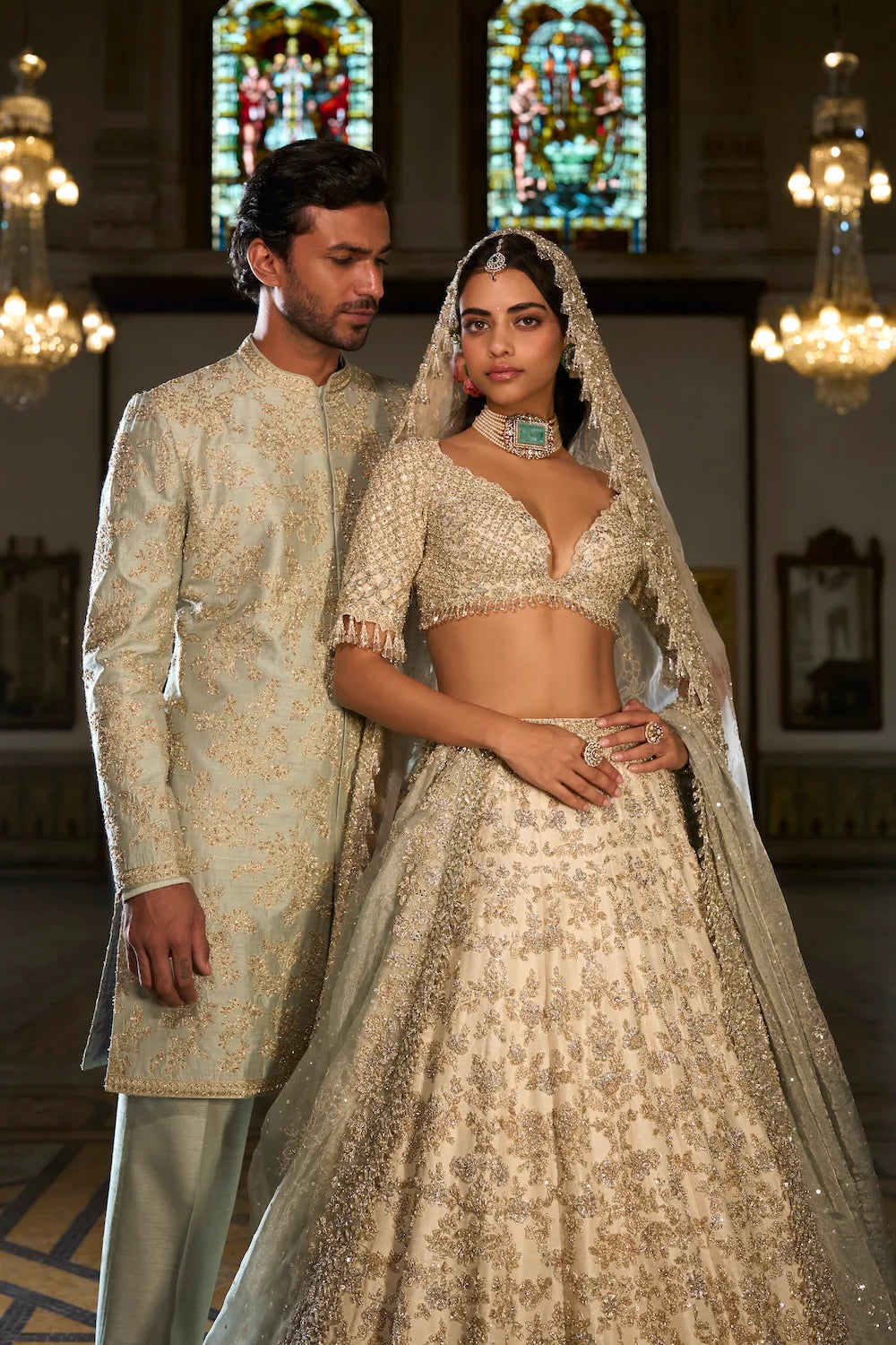 Seema Gujral - Sage Green Sherwani Set
