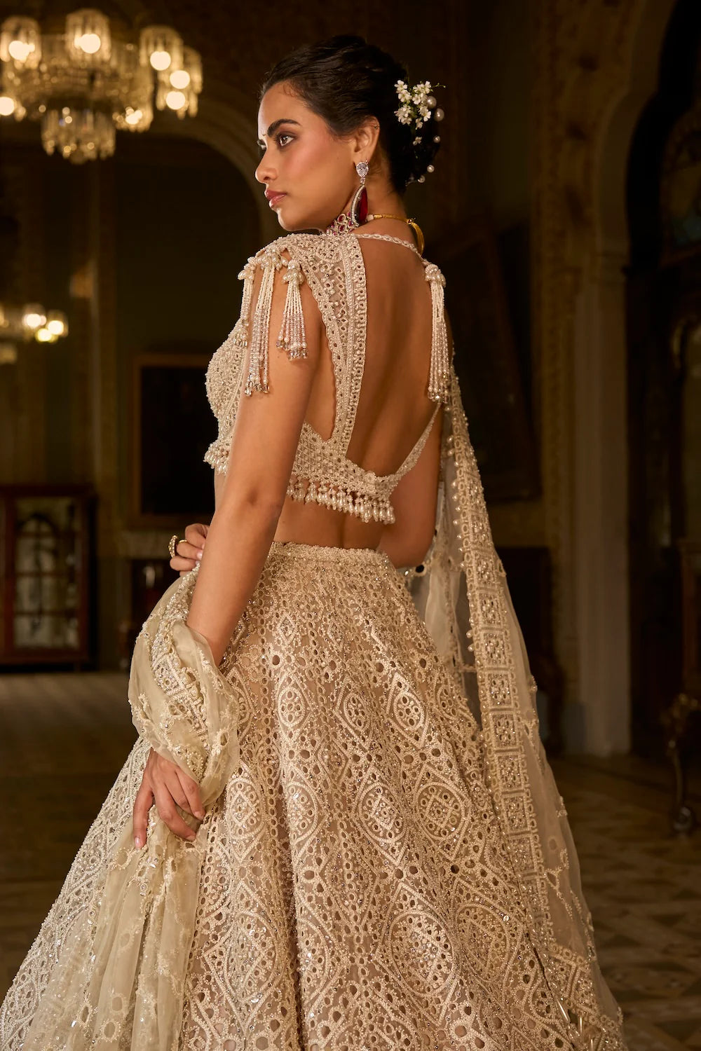 Seema Gujral - Dark Beige Thread Work Lehenga Set
