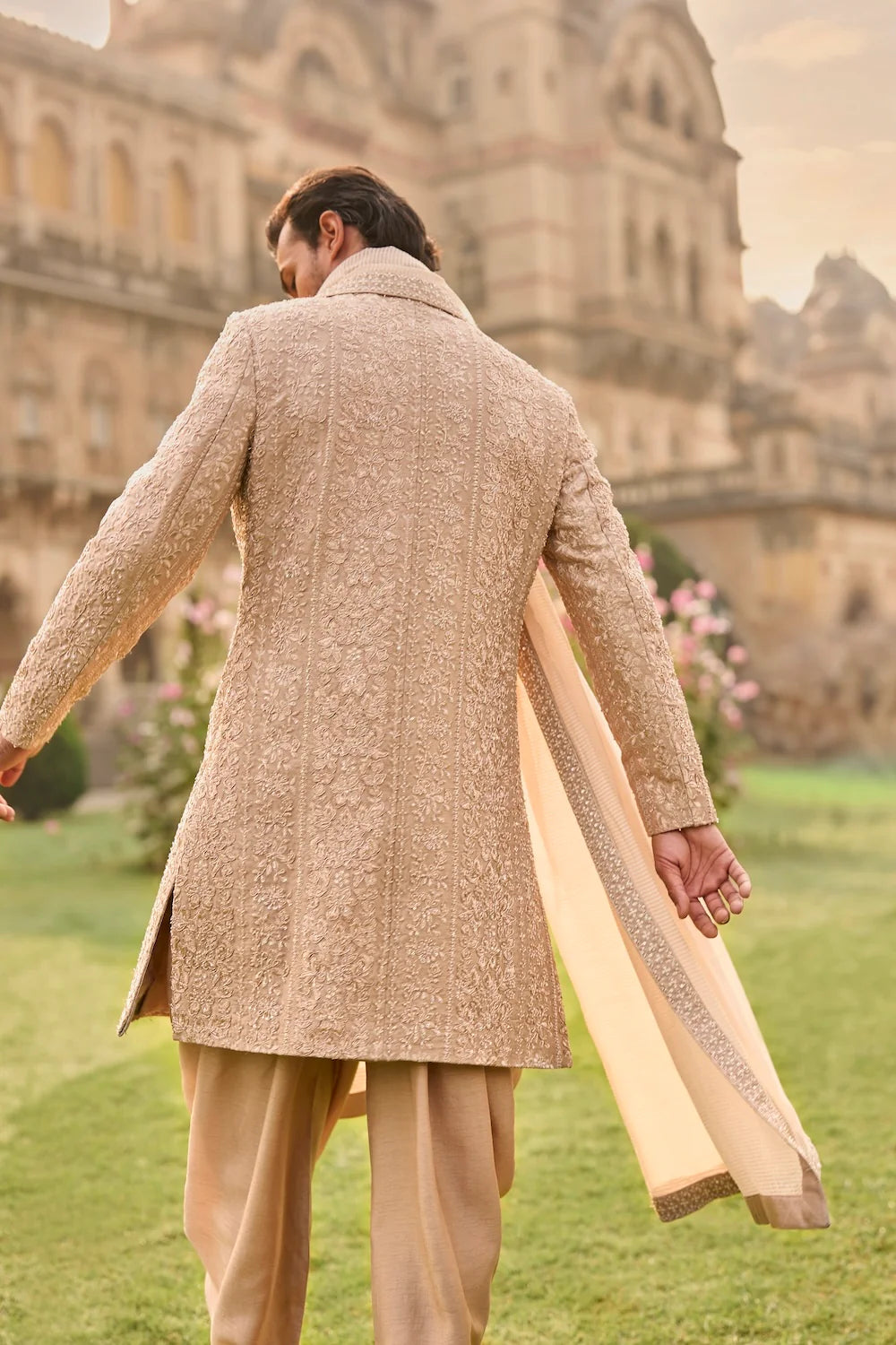 Seema Gujral - Rose Gold Sherwani Set