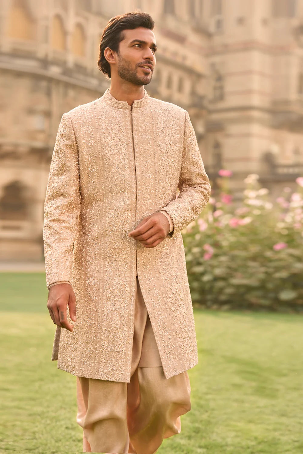 Seema Gujral - Rose Gold Sherwani Set
