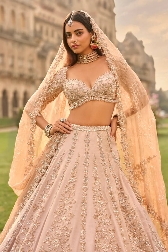 Seema Gujral - Rose Gold Lehenga Set
