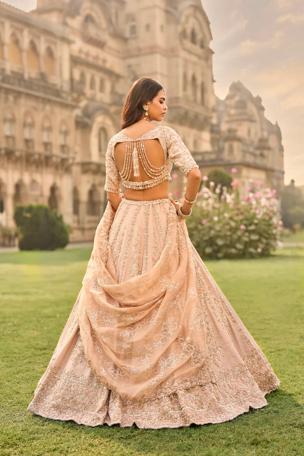 Seema Gujral - Rose Gold Lehenga Set