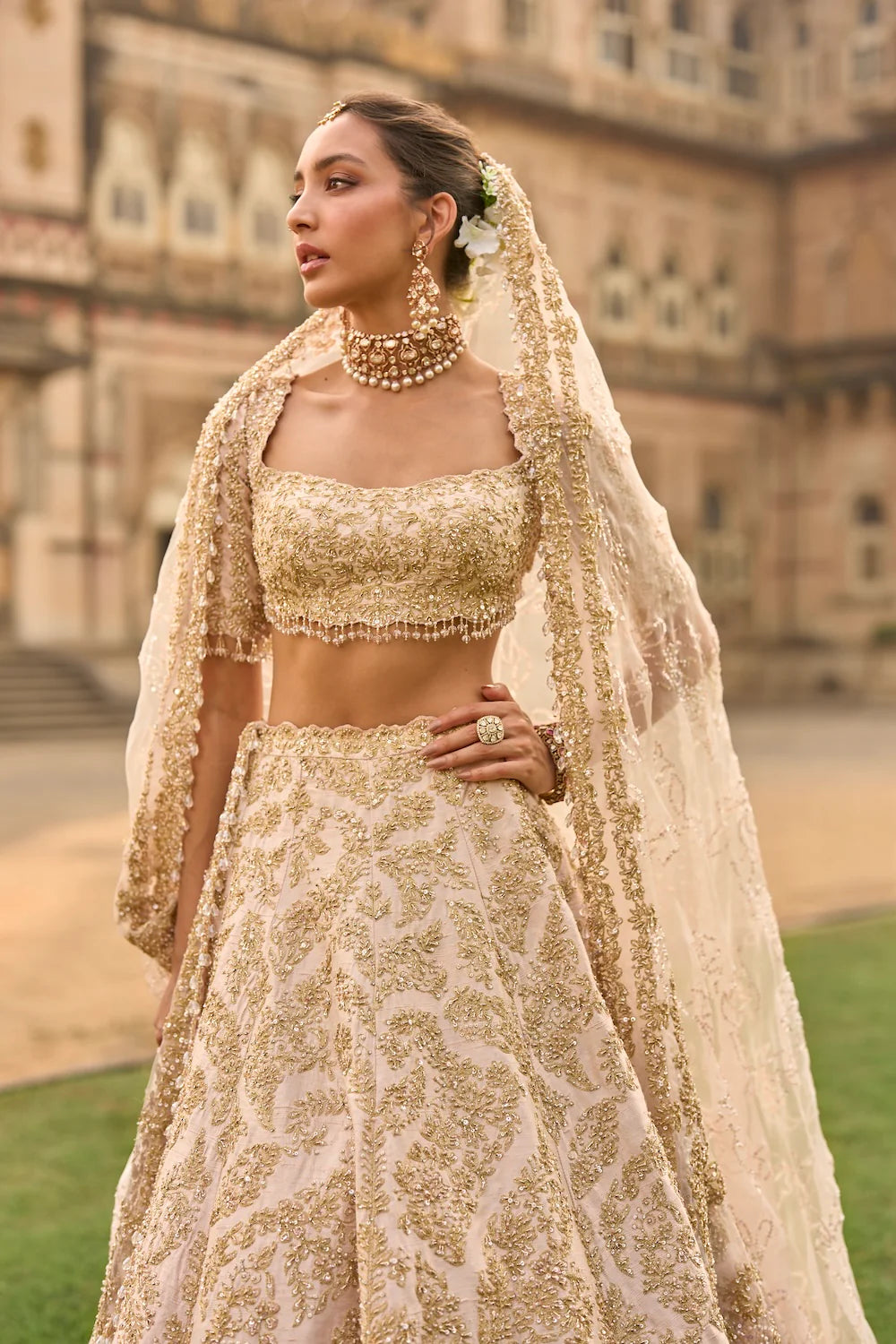 Seema Gujral - Powder Peach Lehenga Set