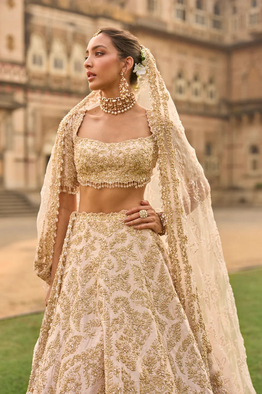 Seema Gujral - Powder Peach Lehenga Set