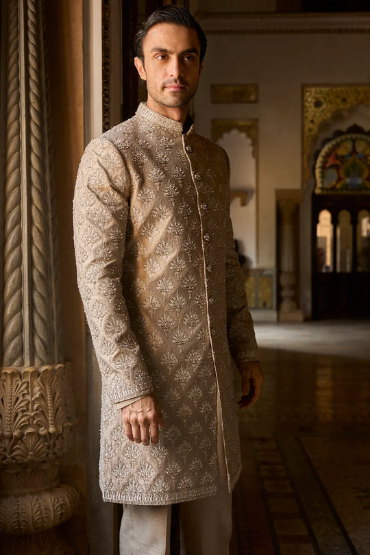 Seema Gujral - Ash Grey Sherwani Set