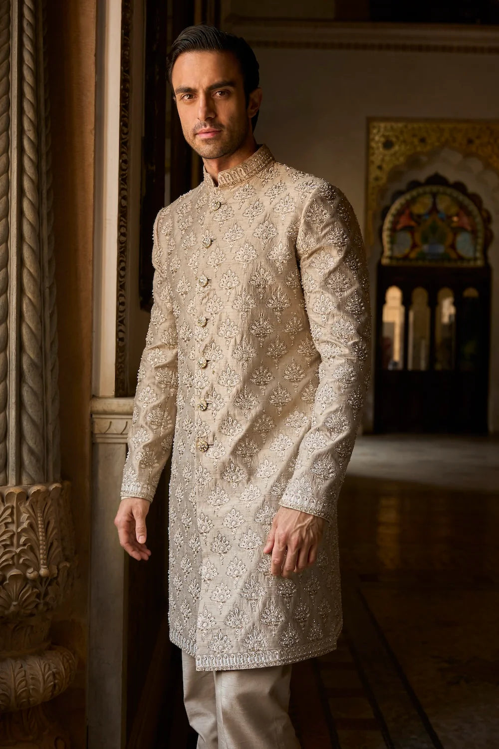 Seema Gujral - Ash Grey Sherwani Set