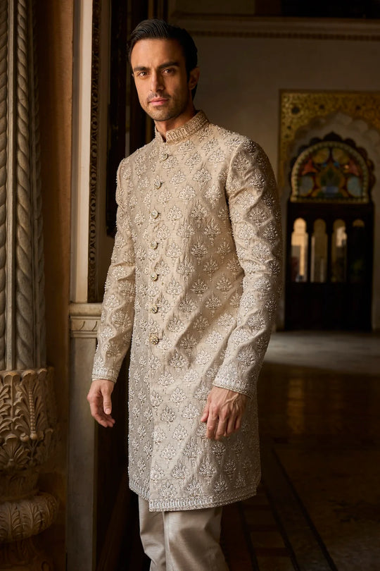 Seema Gujral - Ash Grey Sherwani Set