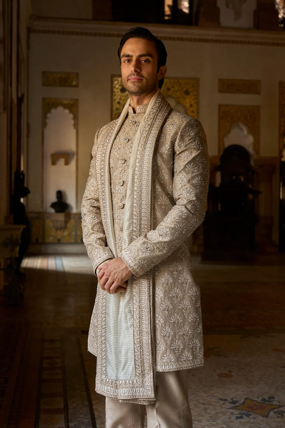 Seema Gujral - Ash Grey Sherwani Set
