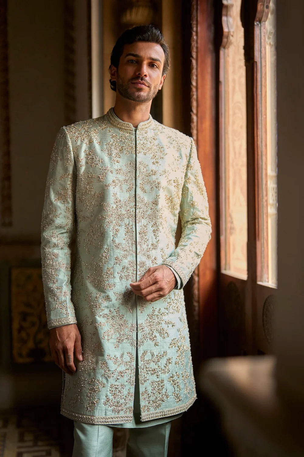 Seema Gujral - Sage Green Sherwani Set