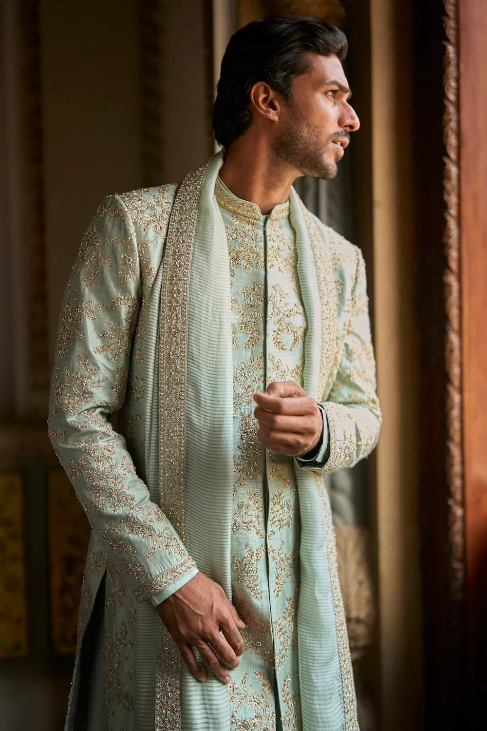 Seema Gujral - Sage Green Sherwani Set