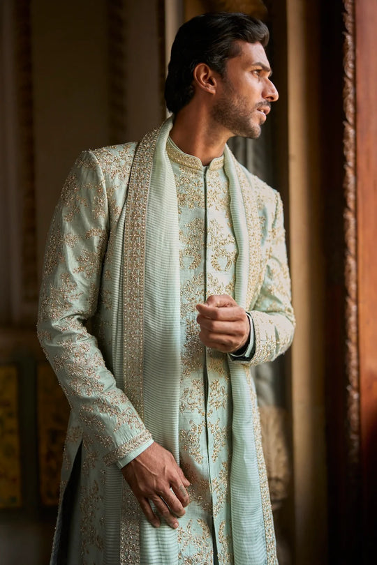 Seema Gujral - Sage Green Sherwani Set