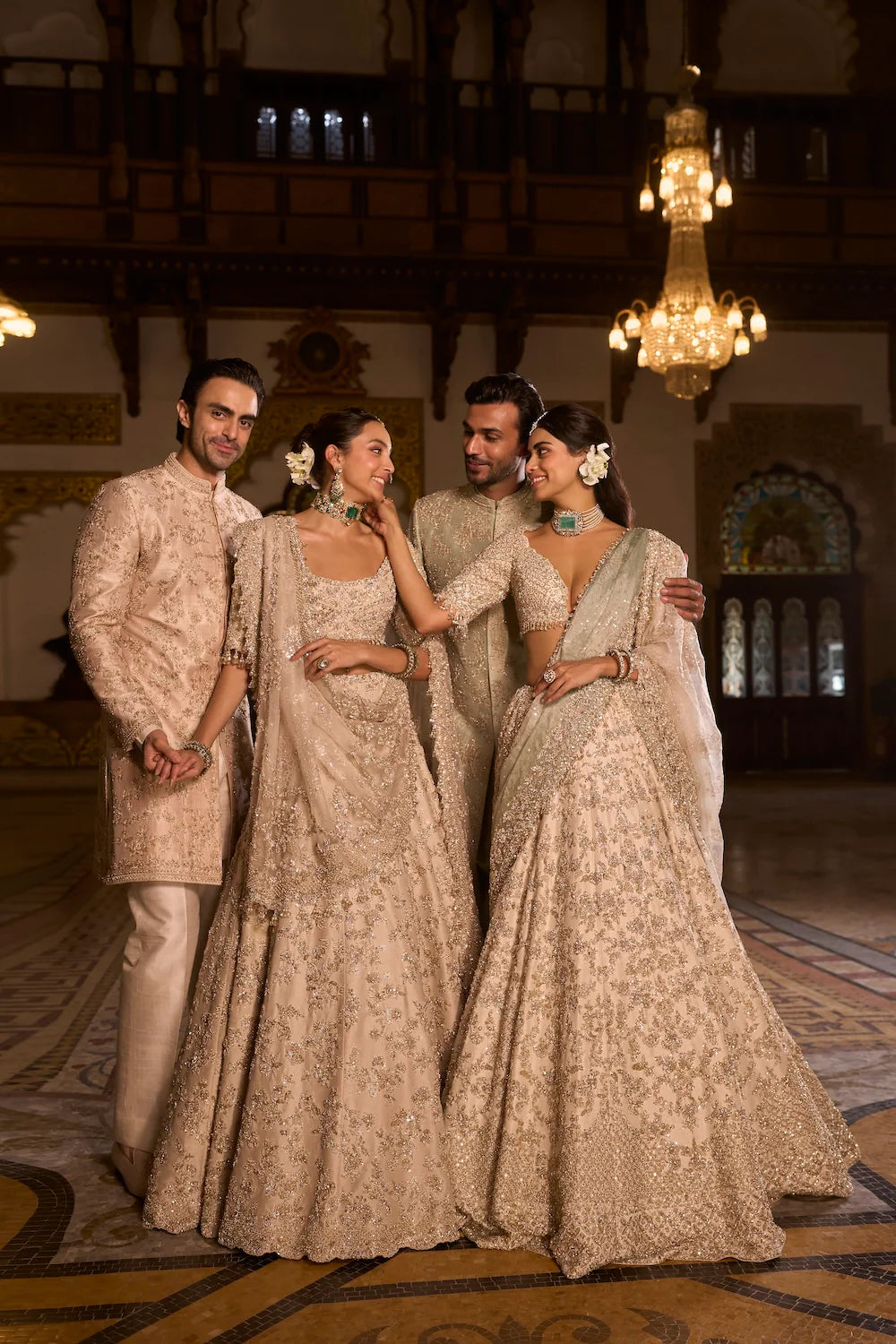 Seema Gujral - Powder Peach Sherwani Set