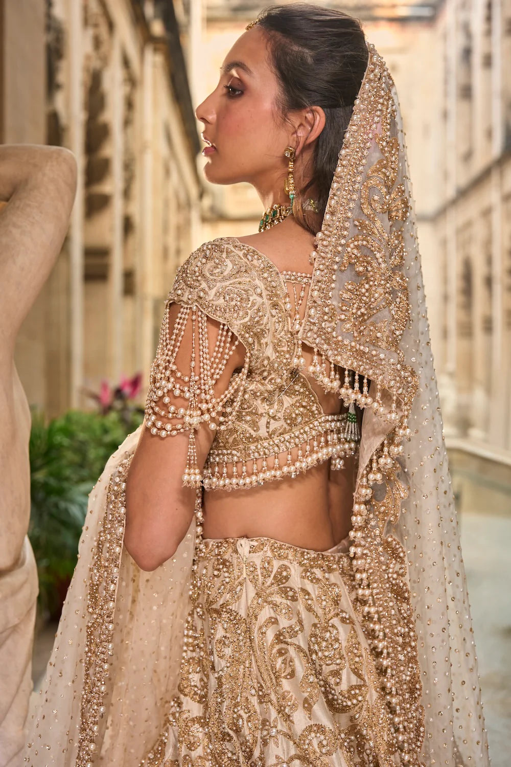 Seema Gujral - Beige &amp; Gold Lehenga Set