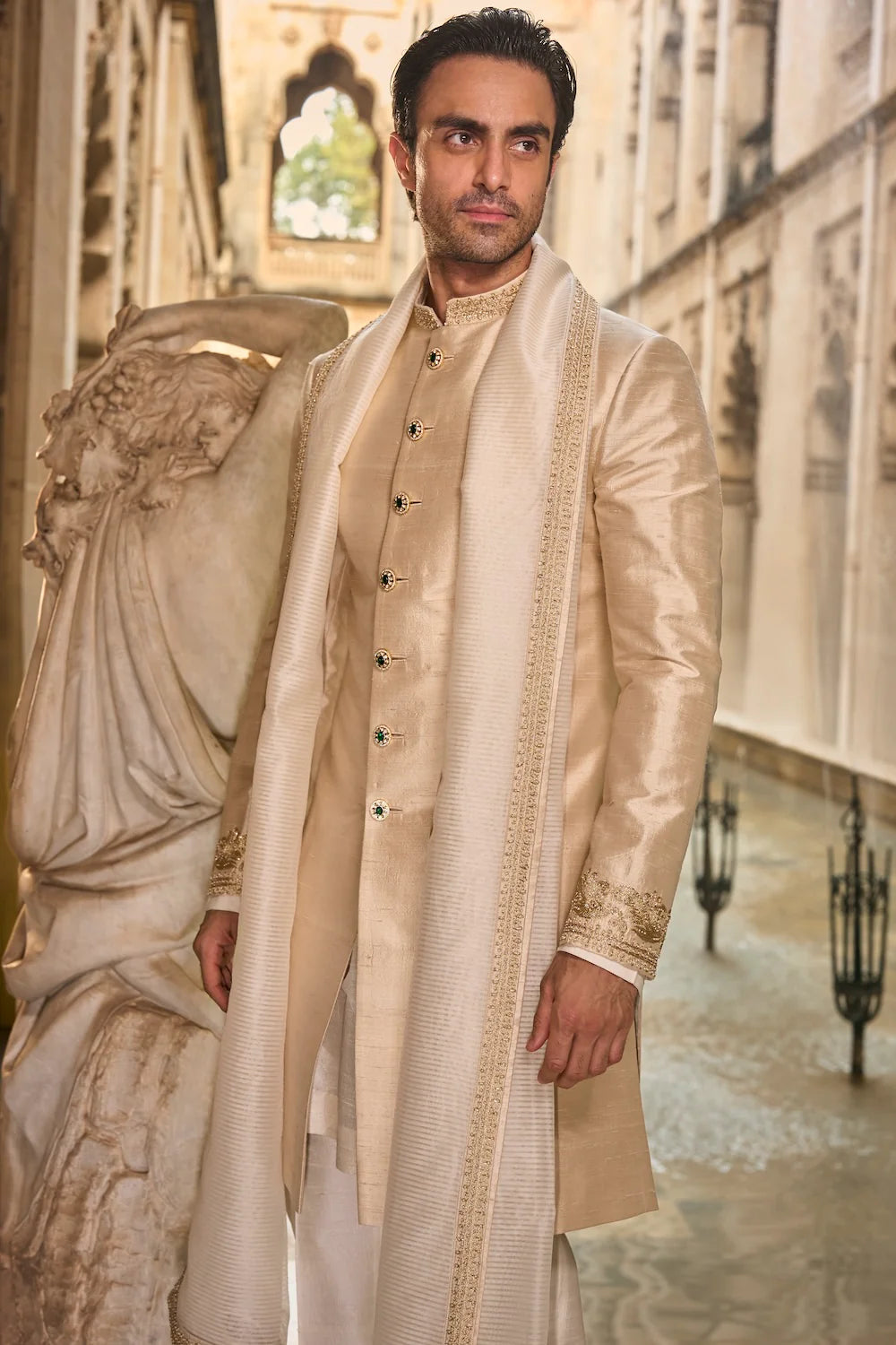 Seema Gujral - Light Beige Sherwani Set