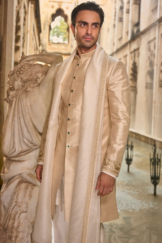 Seema Gujral - Light Beige Sherwani Set