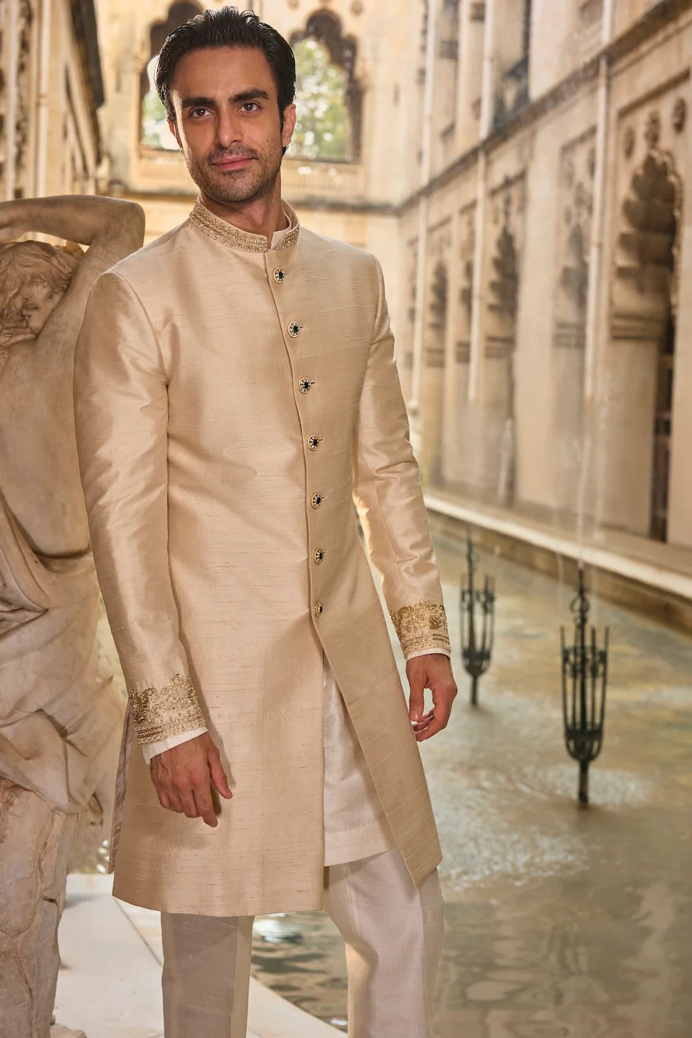Seema Gujral - Light Beige Sherwani Set