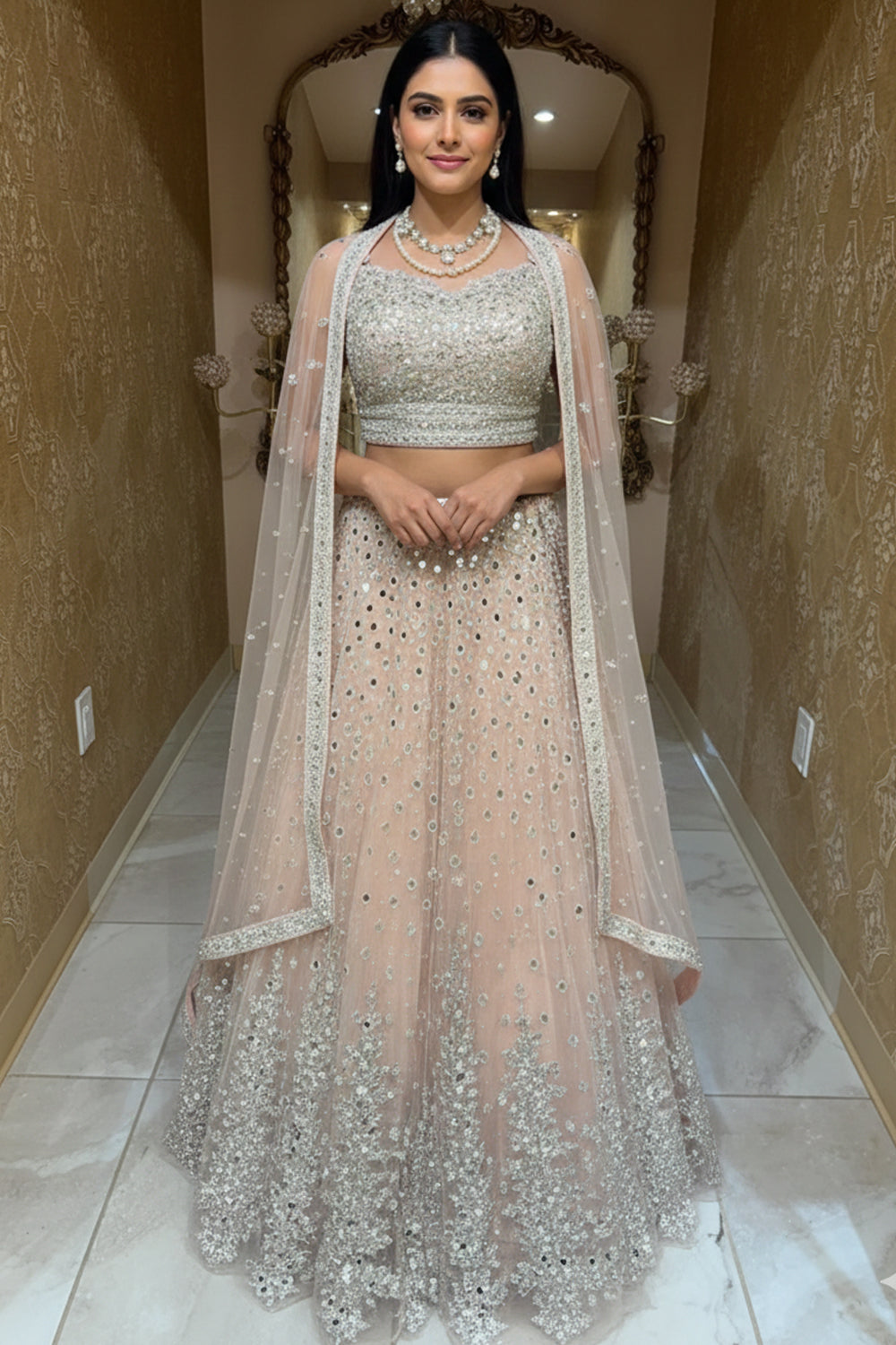 open lace back dress Blush Floral Sharara Set for Women