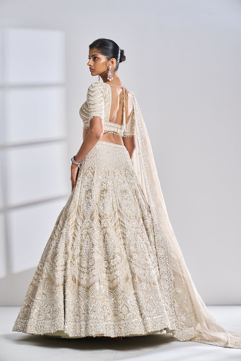 Seema Gujral - Nude Pearl Lehenga Set