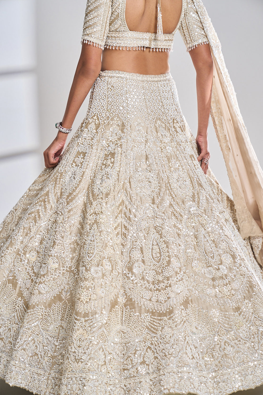Seema Gujral - Nude Pearl Lehenga Set