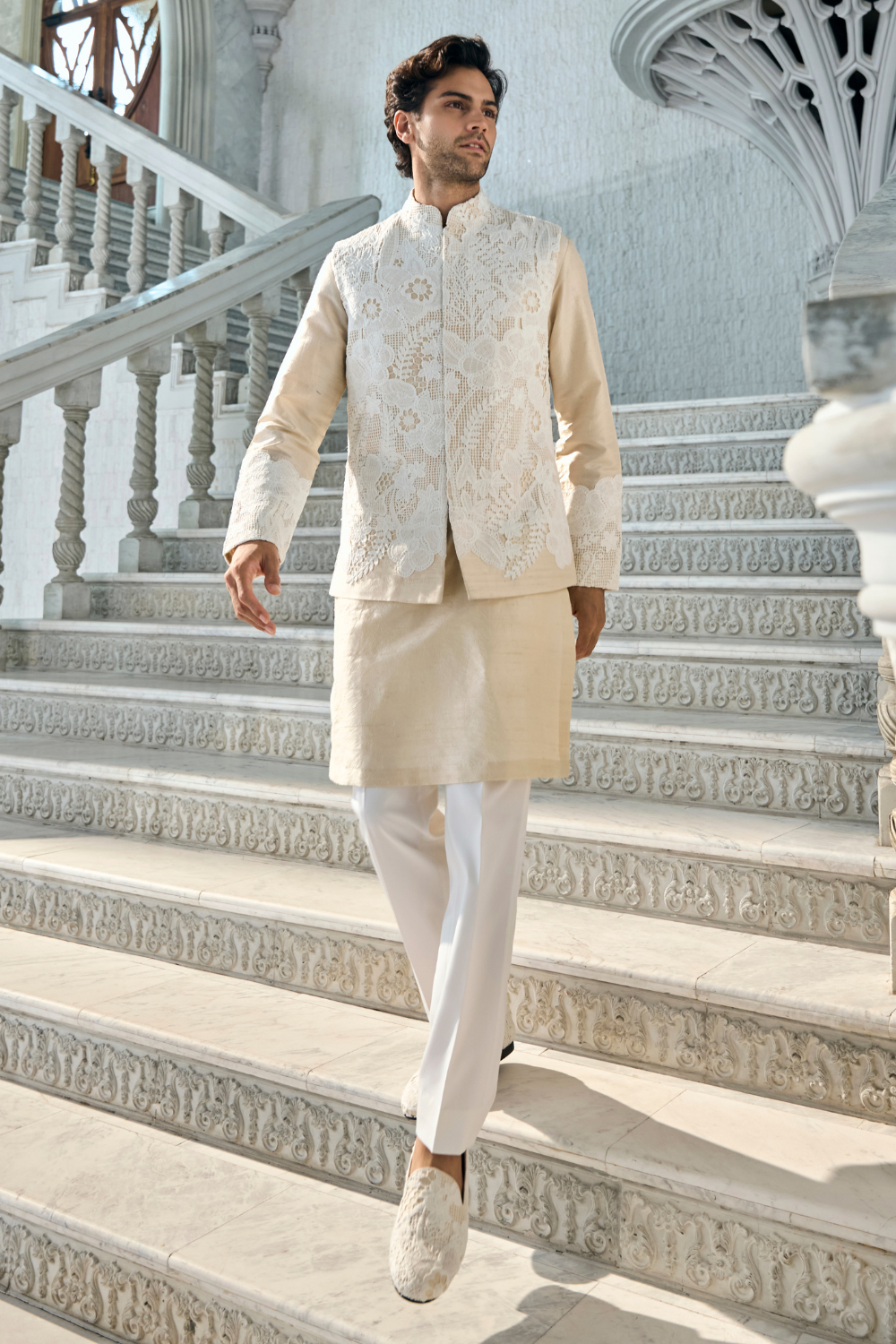 Seema Gujral - Nude Cut Work Bundi Set