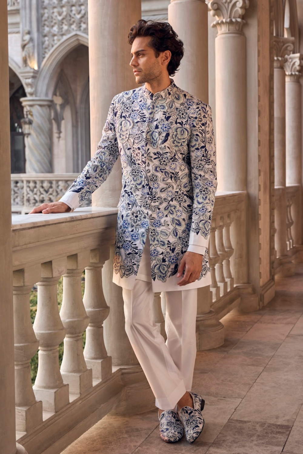 Seema Gujral - Indigo Cut Work Sherwani Set
