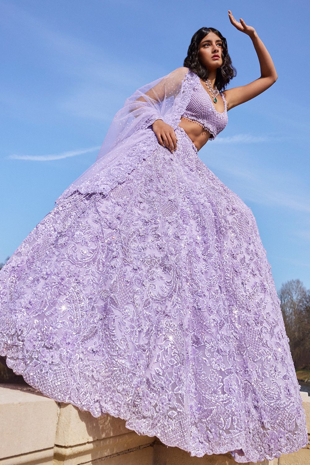 Seema Gujral - Mauve Sequin Lehenga Set
