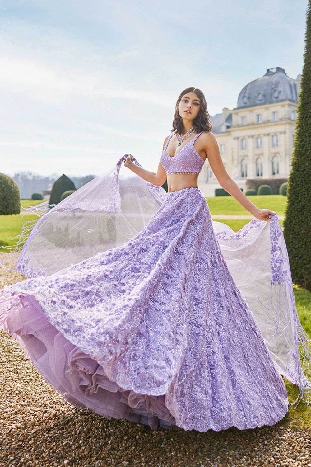 Seema Gujral - Mauve Sequin Lehenga Set