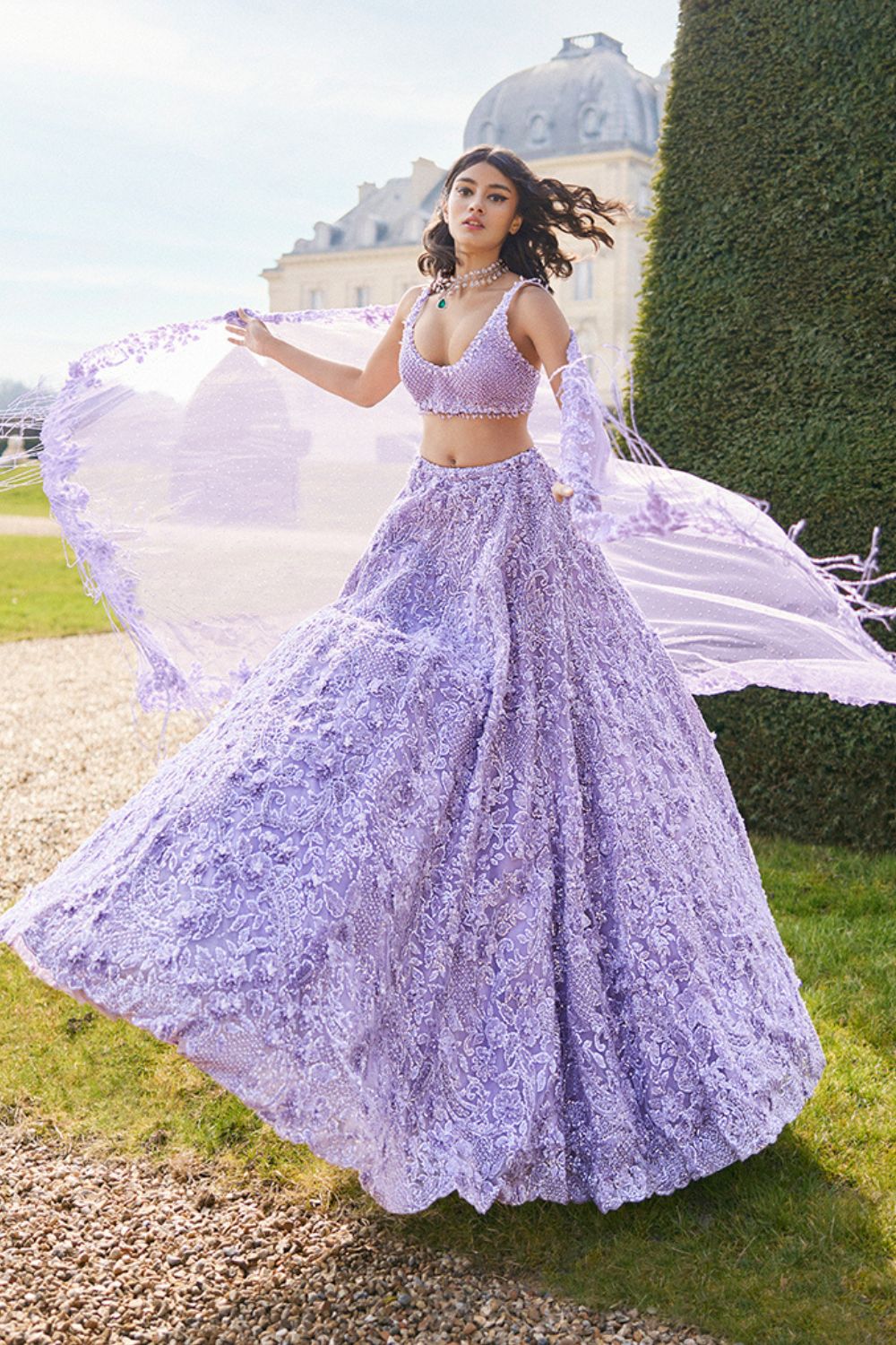 Seema Gujral - Mauve Sequin Lehenga Set
